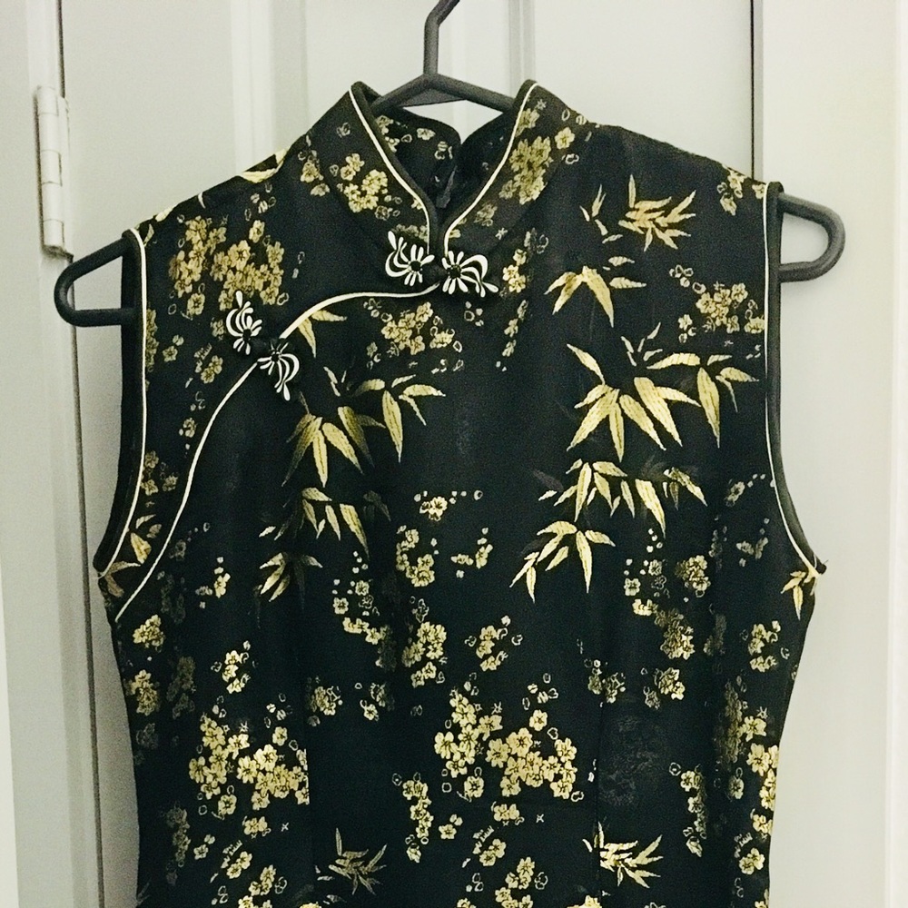 Black and Gold Chinese Chi-Pao Dress